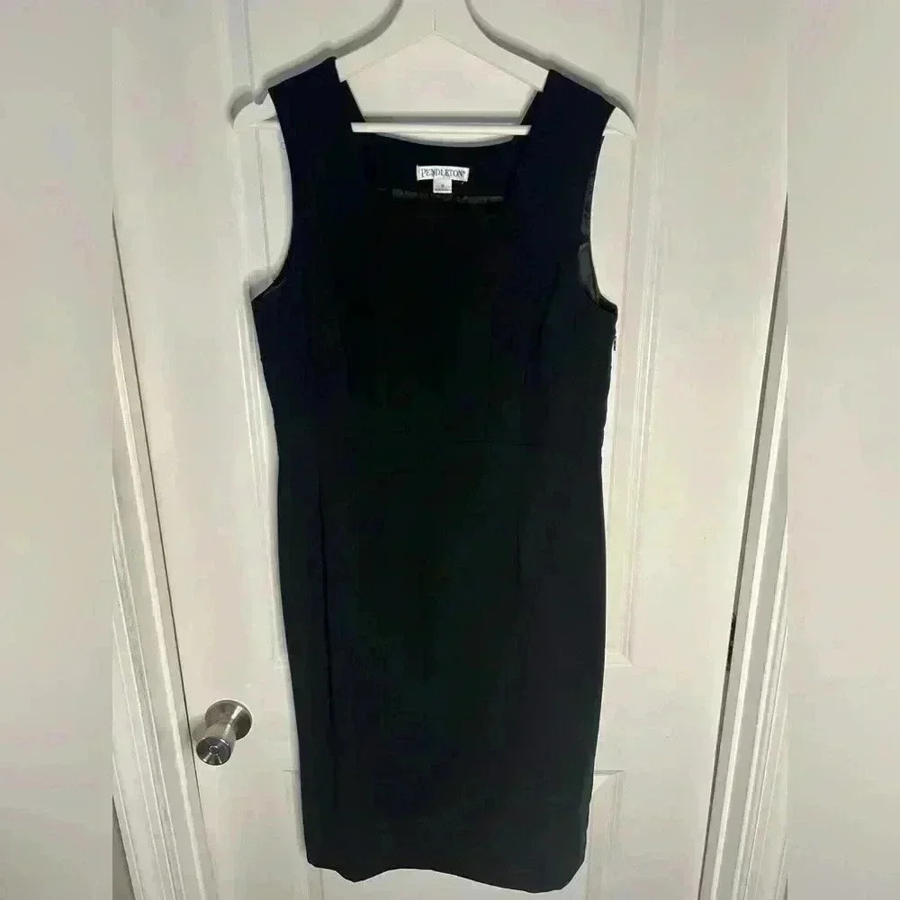 Pendleton Women’s Black Square Neck Wool Sheath Dress - Size 8
